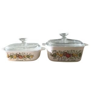Vintage Corning Ware Spice O' Life Casserole Dish Set L'Echalote Le Persil 4pc